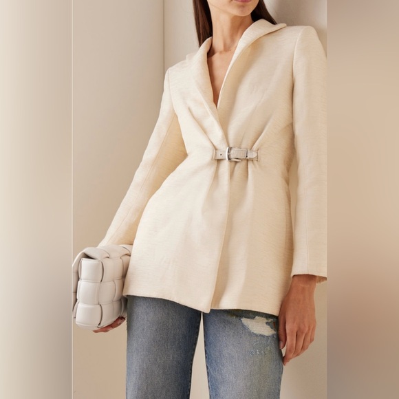 Brandon Maxwell Cream White Belted Jacket ASO Meghan Markle Size US 0 - Picture 8 of 17